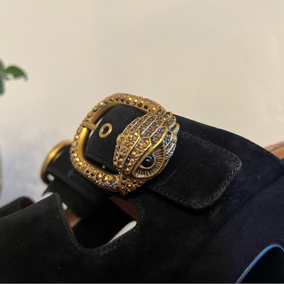 NEW Kurt Geiger Black Suede Leather Platform Mayfair Sandal 7/37 - Picture 4 of 14